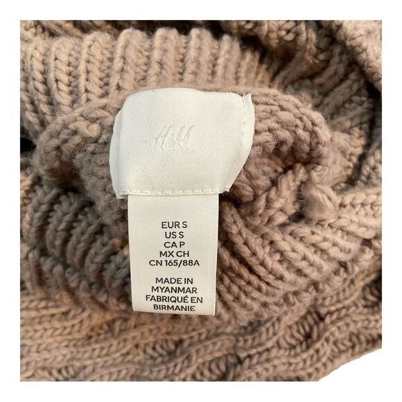 H&M Women’s Brown Size Small Chunky Cropped Turtleneck Crop Sweater - Picture 6 of 11